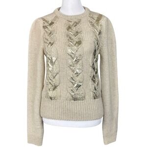 Marella Sport Cable Knit Sweater Women Small Metallic Crewneck Contemporary Chic